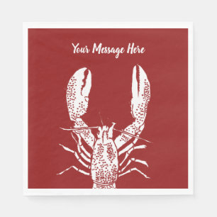 Serviette En Papier Homard personnalisé rouge et blanc