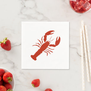 Serviette En Papier Homard rouge blanc moderne graphique mignon fête f