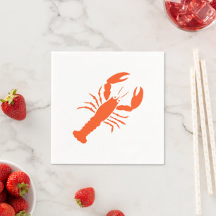 Serviette En Papier Homard rouge orange blanc moderne graphique mignon