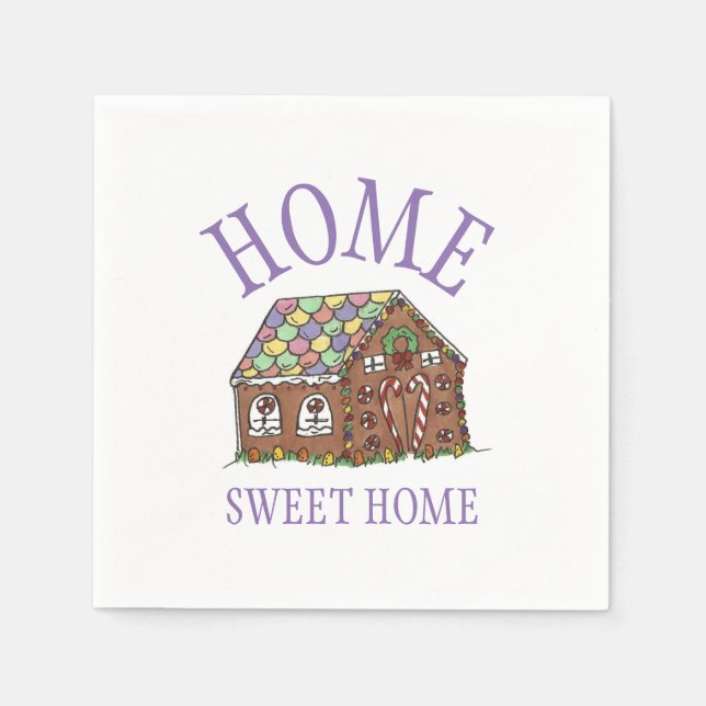 Serviette En Papier Home Sweet Home Gingerbread Maison Vacances (Devant)