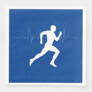 Serviette En Papier Homme coureurs Silhouette sur Arrière - plan bleu