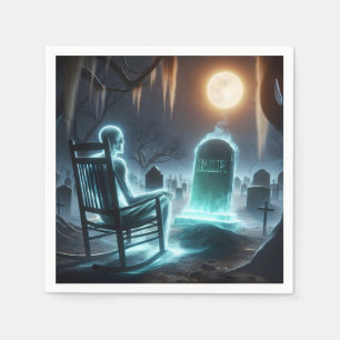 Serviette En Papier Homme fantomatique dans un cimetière