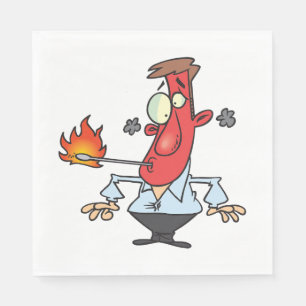 Serviette En Papier Homme Rouge Drôle avec Thermomètre de Fièvre