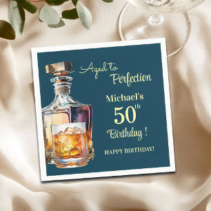 Serviette En Papier Hommes âgés à la perfection 50 ans Whiskey Anniver