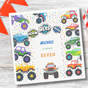 Serviette En Papier Honer beep vroom monstre camions garçon anniversai