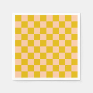 Serviette En Papier Honey and Peach Checkerboard