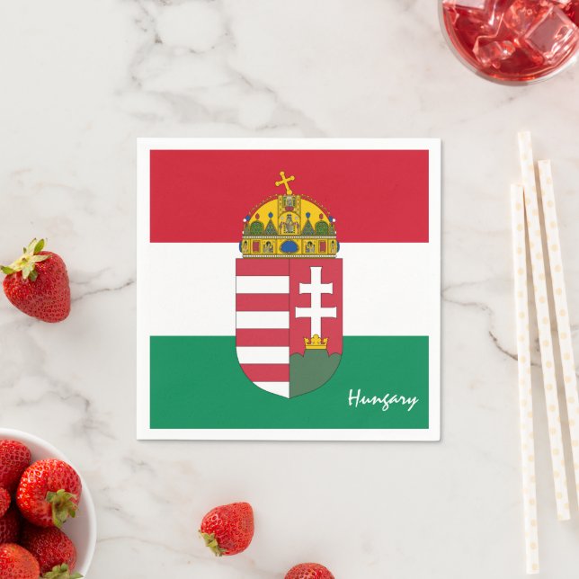 Serviette En Papier Hongrie Napkins, drapeau hongrois / fan de sports (En situation)