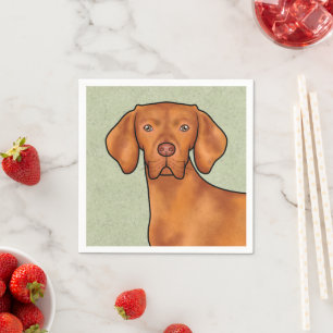 Serviette En Papier Hongrois Vizsla Caricature Pointeur Chien vert têt