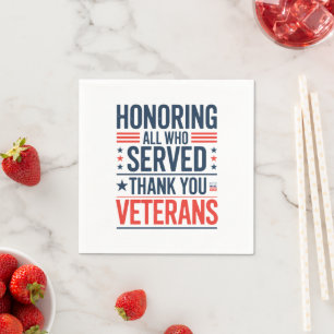 Serviette En Papier Honorer tous ceux qui ont servi Merci Veterans Day