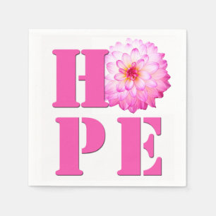 Serviette En Papier HOPE Pink Dahlia Flower Photo Cocktail Napkin