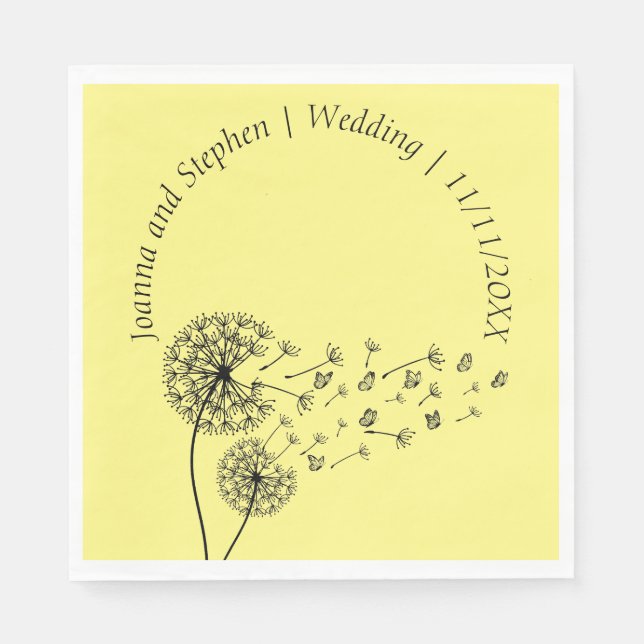 Serviette En Papier Horloge Dandelion personnalisée avec papillons (Devant)