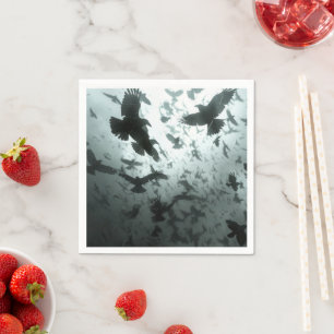 Serviette En Papier Horloge des corbeaux, des aventures