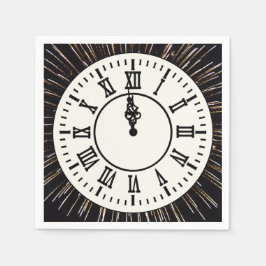 Serviette En Papier Horloge du Nouvel An sur les feux d'artifice