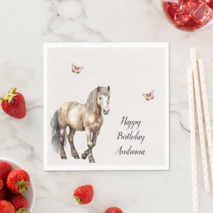 Serviette En Papier Horse Crème Papillons Anniversaire