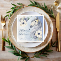 Horse ranch aquarelle fleurs baby shower personnal