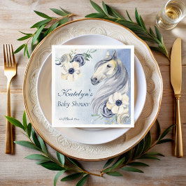 Serviette En Papier Horse ranch aquarelle fleurs baby shower personnal