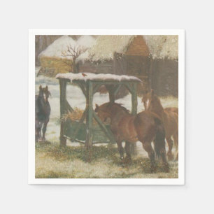 Serviette En Papier Horses on Noël
