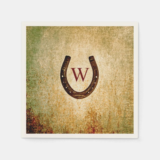Serviette En Papier Horseshoe Monogrammed Cocktail Napkin (Devant)
