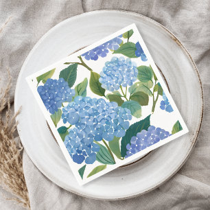 Serviette En Papier Hortensias bleus   Beau buisson floral
