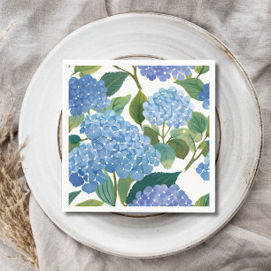 Serviette En Papier Hortensias Bleus Bel Arbuste Floral