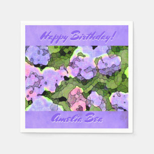 Serviette En Papier Hortensias de batik d'aquarelle personnalisés