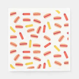 Serviette En Papier Hot Dog Fast Food Motif barbecue