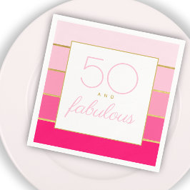 Serviette En Papier Hot Rose & Or moderne 50 et fabuleux anniversaire