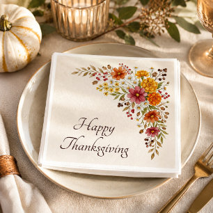 Serviette En Papier Hôtesse Fleurs de Thanksgiving Personnalisées
