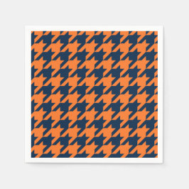 Serviette En Papier Houndstooth Orange/Navy