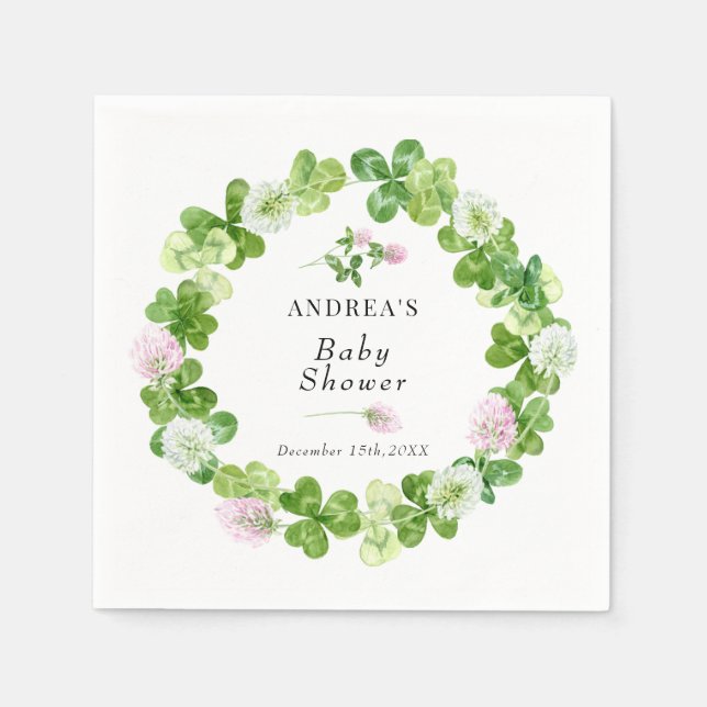 Serviette En Papier Housse à quatre feuilles | FEUILLES SHAMROCKS | BA (Devant)