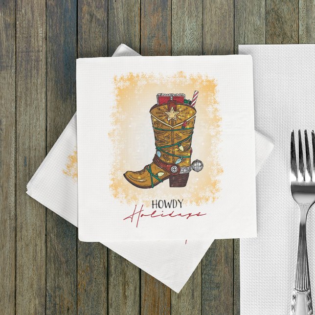 Serviette En Papier Howdays Christmas Lights Cowboy Boot (Créateur téléchargé)