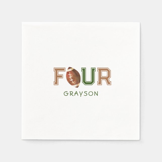 Serviette En Papier Huddle Up Football 4e fête d'anniversaire (Devant)