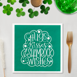 Serviette En Papier Hugs, baisers et souhaits des Shamrocks Saint-Patr