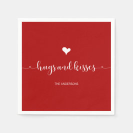 Serviette En Papier Hugs et baisers Papier de la Saint Valentin