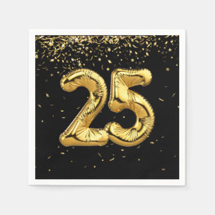 Serviette En Papier Huile D'Or 25 Ballons Et Serviettes Confetti