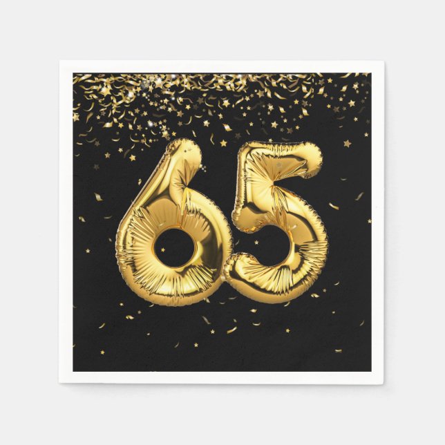 Serviette En Papier Huile D'Or 65 Ballons Et Serviettes Confetti (Devant)