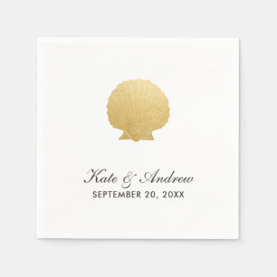 Serviette En Papier Huile d'or Seashell Faux   Mariage Océan