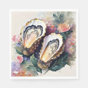 Serviette En Papier Huîtres Aux Fleurs Art