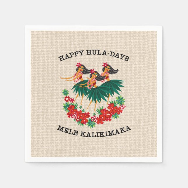 Serviette En Papier Hula Holiday paradisiaque Hawaiian Hula Girls (Devant)