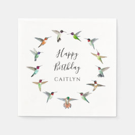 Serviette En Papier Hummingbirds Birthday 