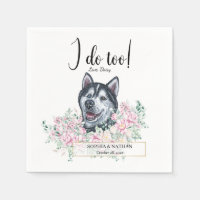 Husky Chien Mariage Cocktail Napkins