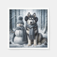 Husky Sibérien Avec Snowman