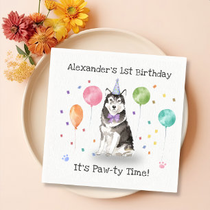 Serviette En Papier Husky Sibir Chien fête d'anniversaire