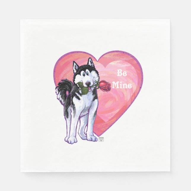 Serviette En Papier Husky Valentine's Day (Devant)