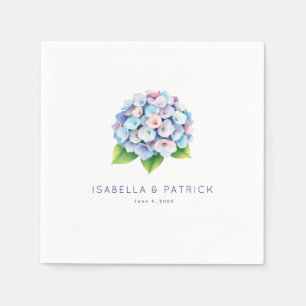 Serviette En Papier Hydrangea bleu rose sérène aquarelle