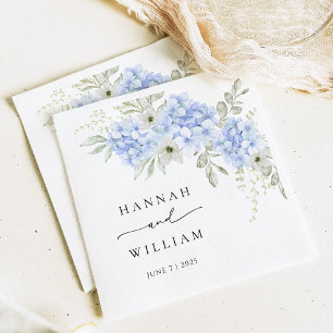 Serviette En Papier Hydrangea Blue Floral Mariage Papier Napkin