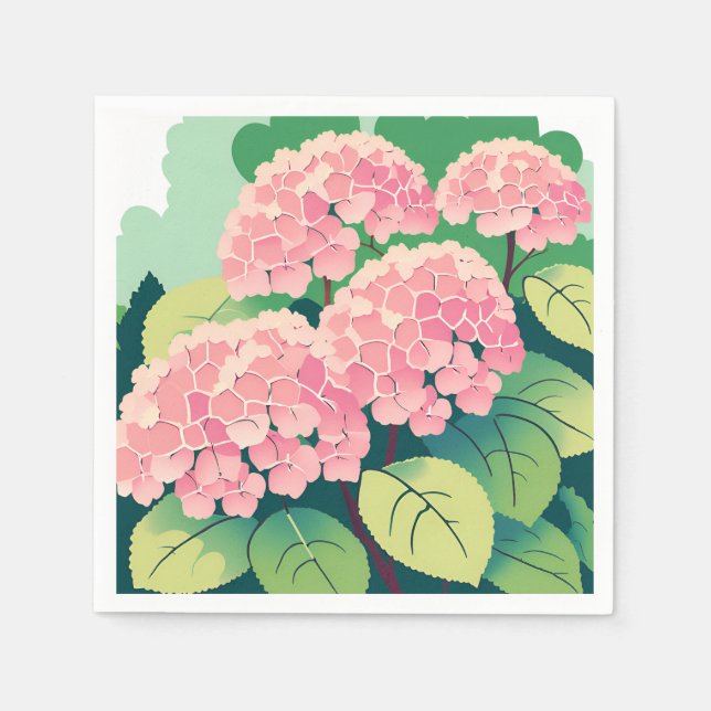 Serviette En Papier Hydrangea Rose Floral Élégant Jardin (Devant)
