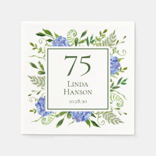 Serviette En Papier Hydrangeas Bleus pour les 75 ans