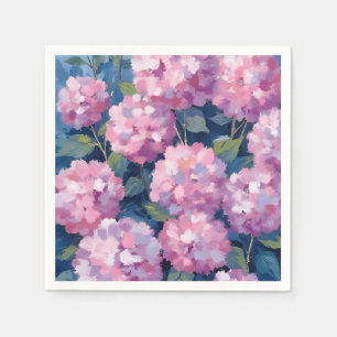 Serviette En Papier Hydrangeas Florales Rose Tendre