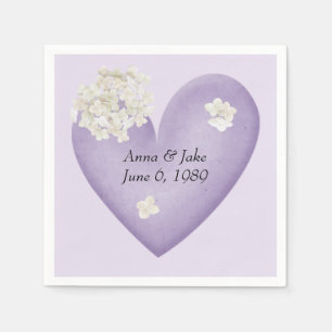 Serviette En Papier Hydrangée blanche sur l'anniversaire du coeur